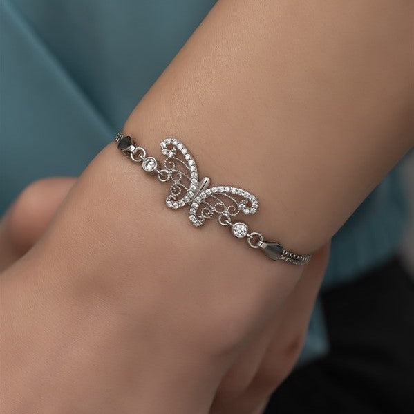 925 Sterling Silver Zircon Stone Butterfly Bracelet