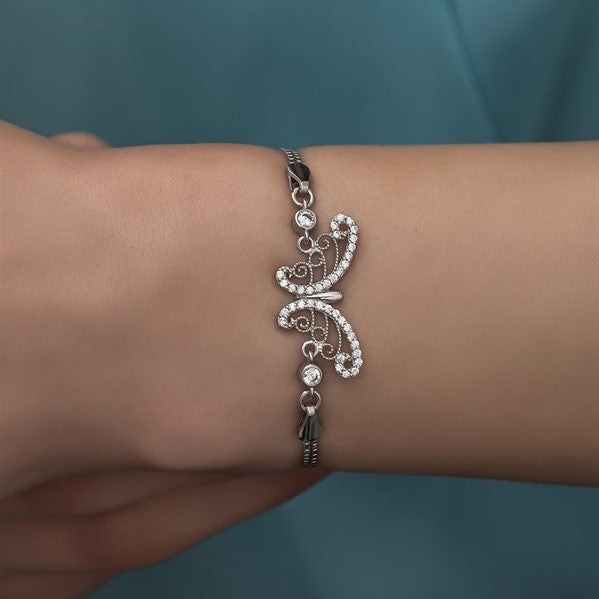 925 Sterling Silver Zircon Stone Butterfly Bracelet