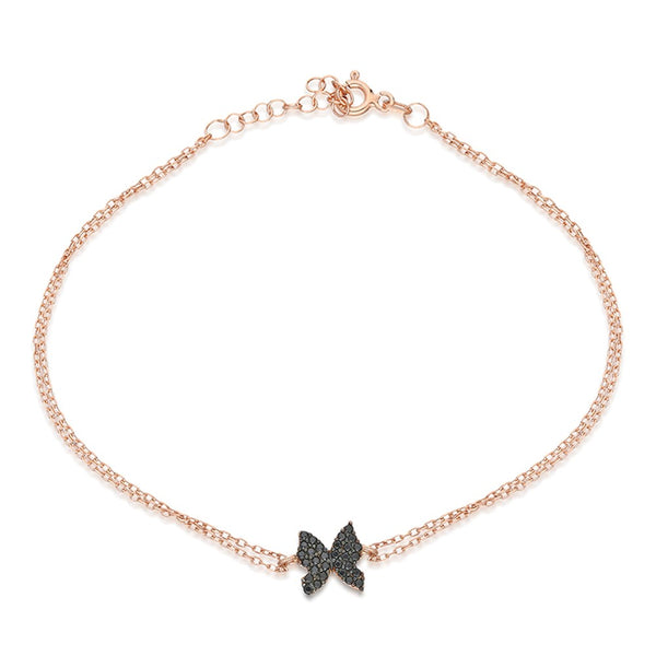 925 Sterling Tiny Black Butterfly Bracelet Women Sterling Silver Bracelet