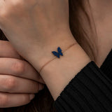 925 Sterling Tiny Blue Butterfly Bracelet Women Sterling Silver Bracelet