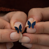 925 Sterling Tiny Blue Butterfly Earrings Women's Sterling Silver Earrings