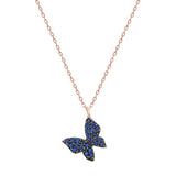 Blue Crystal Butterfly Necklace