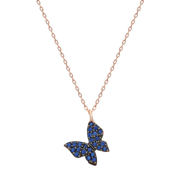 Blue Crystal Butterfly Necklace