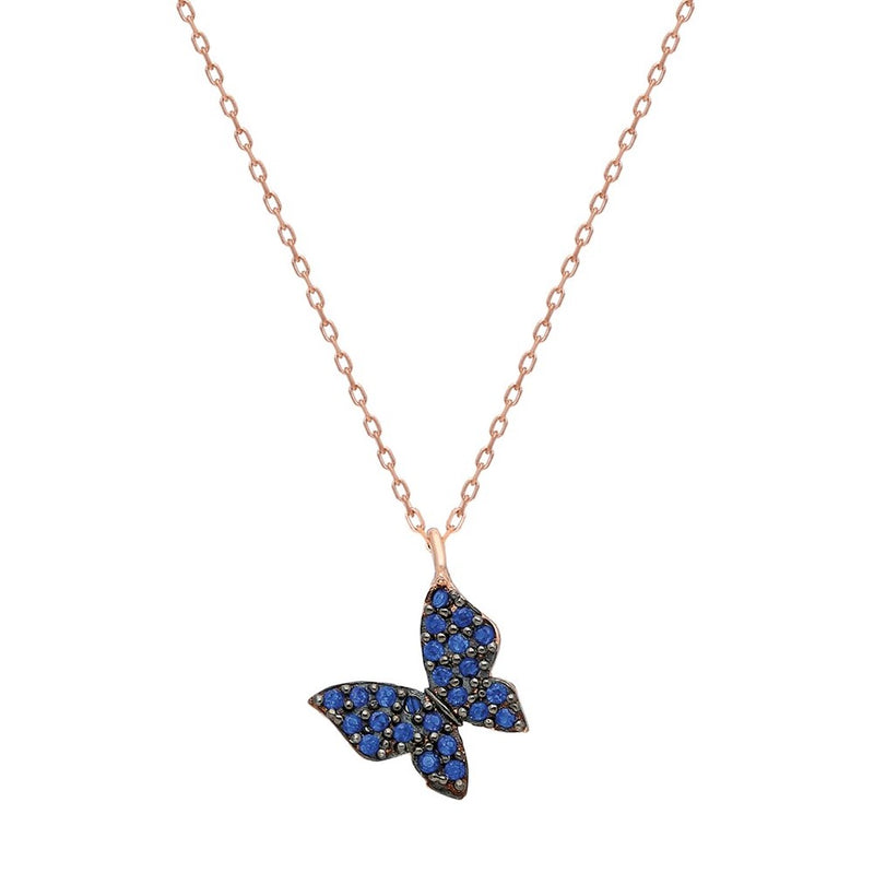 Blue Crystal Butterfly Necklace
