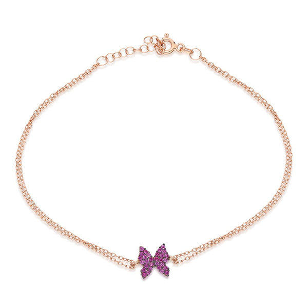 925 Sterling Tiny Pink Butterfly Bracelet Women Sterling Silver Bracelet