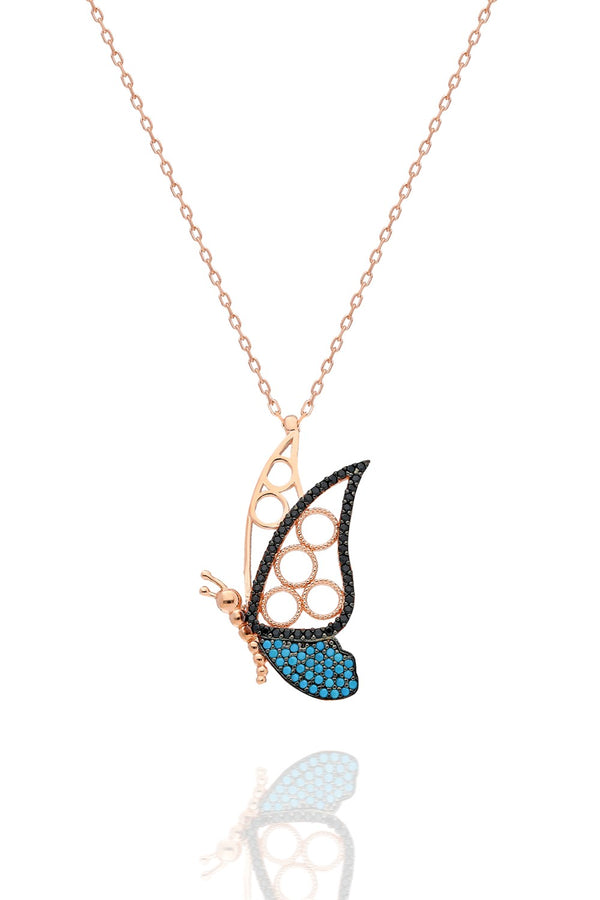 925 Sterling Silver Turquoise Butterfly Necklace
