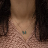 925 Sterling Silver Turquoise Stone Butterfly Necklace