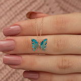 925 Sterling Silver Turquoise Stone Butterfly Necklace