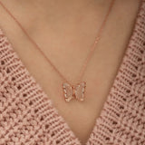 925 Sterling Silver White Stone Butterfly Necklace