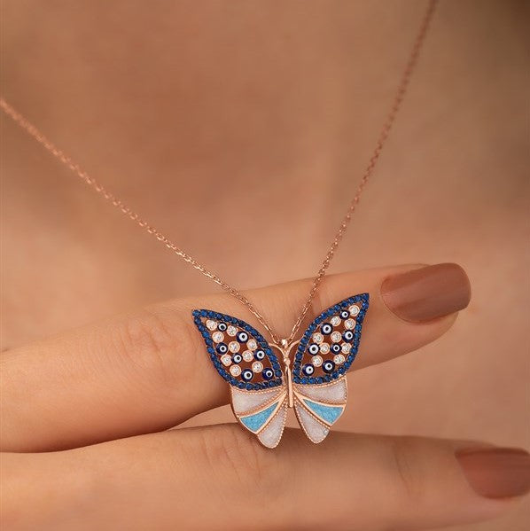 Blue Stone Butterfly Necklace