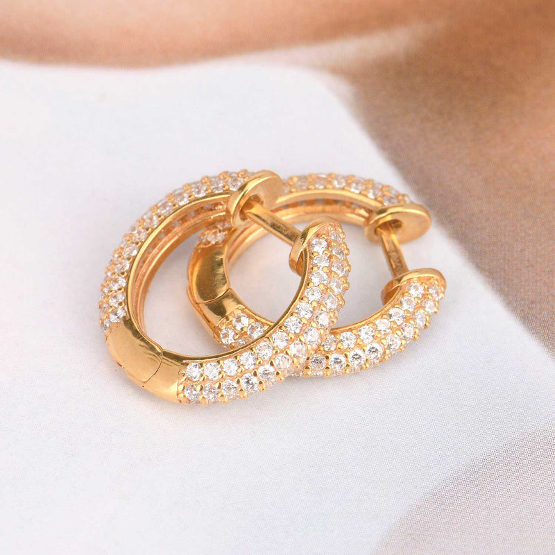 Sterling Silver Hoop Earrings with CZ