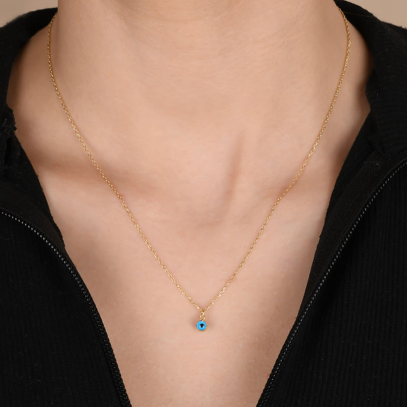 Glass Eye Gold platedPlated Silver Necklace