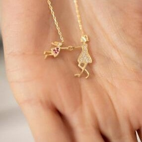 Gold Mother & Child Necklace