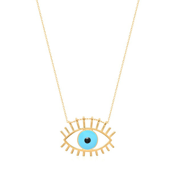 Sterling Silver Evil Eye Necklace with CZ