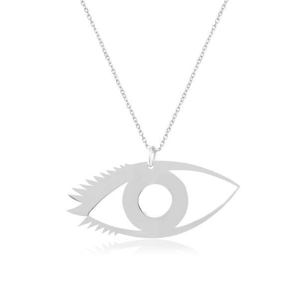 Sterling Silver Evil Eye Necklace with CZ