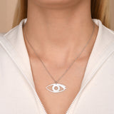 Sterling Silver Evil Eye Necklace with CZ