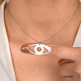 Sterling Silver Evil Eye Necklace with CZ