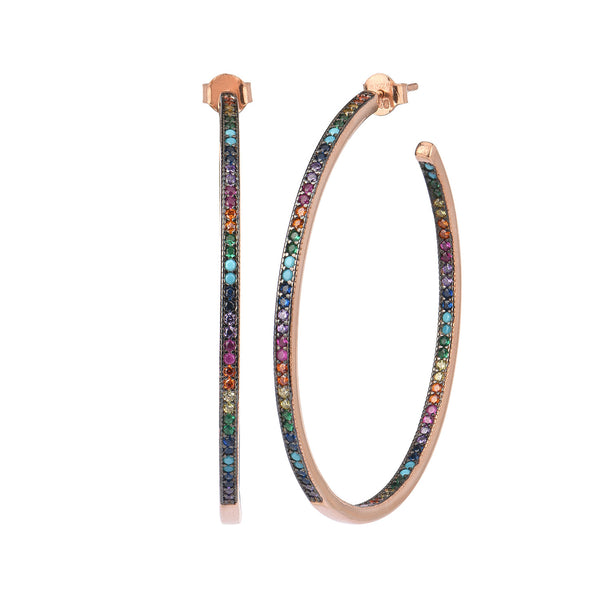 Sterling Silver Hoop Earrings with CZ