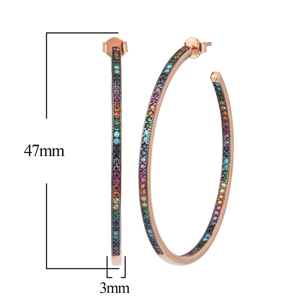 Sterling Silver Hoop Earrings with CZ