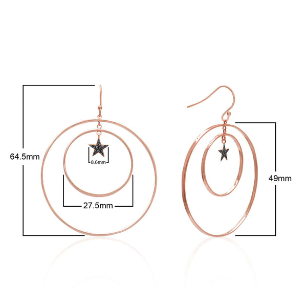 Rose Gold Plated Sterling Silver Hoop Earrings with CZ