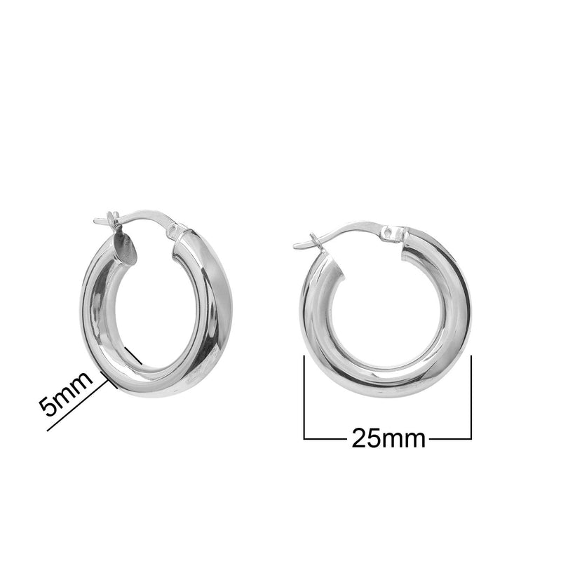 Sterling Silver Hoop Earrings 25 mm