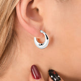 Sterling Silver Hoop Earrings with CZ