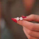 Solitaire Silver Zircon Stone-Studded Earrings