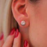 Solitaire Silver Zircon Stone-Studded Earrings