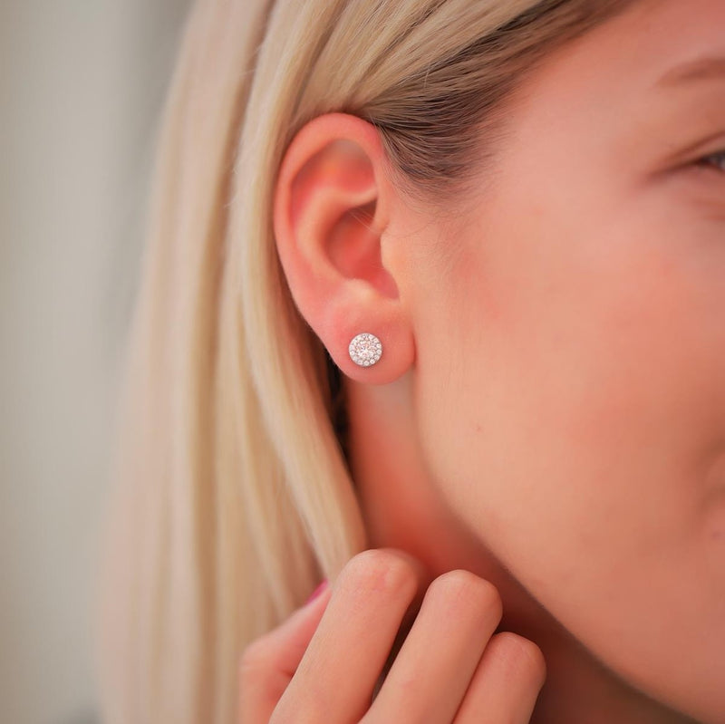 Solitaire Silver Zircon Stone-Studded Earrings