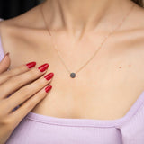 Sterling Silver Black Zircon Circle Necklace
