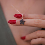 Sterling Silver Black Zircon Star Necklace