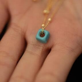 Sterling Silver Blue Beaded Ball Necklace