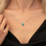 Sterling Silver Blue Beaded Ball Necklace