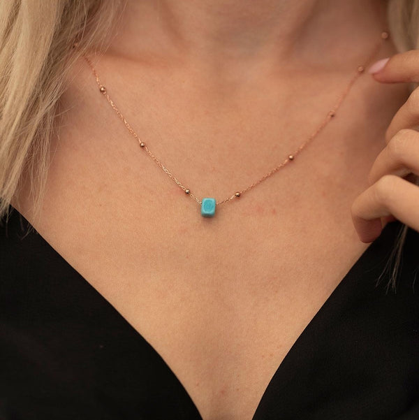 Sterling Silver Blue Beaded Ball Necklace