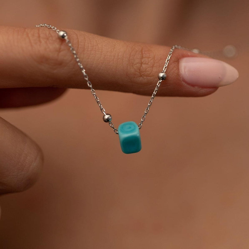 Sterling Silver Blue Beaded Ball Necklace