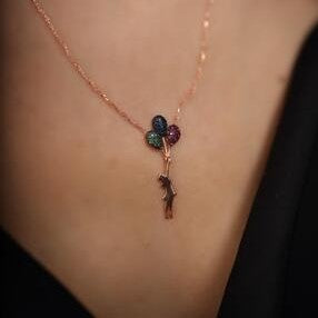 Sterling Silver Girl with a Flying Balloon Necklace