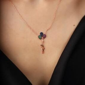 Sterling Silver Girl with a Flying Balloon Necklace