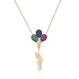 Sterling Silver Girl with a Flying Balloon Necklace
