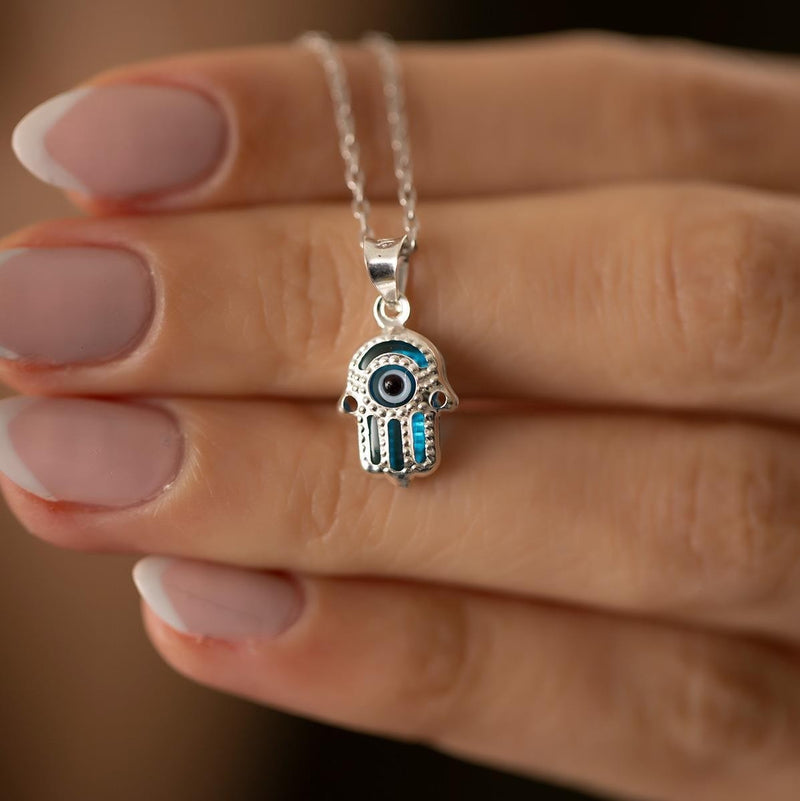 Sterling Silver Hamsa / Hand of Fatima Necklace