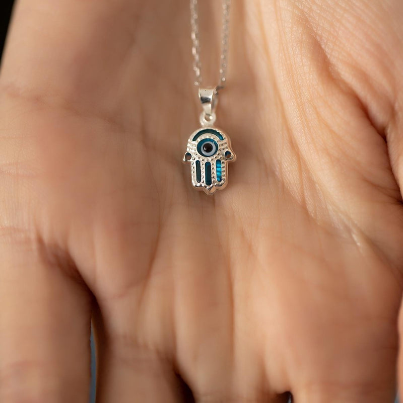 Sterling Silver Hamsa / Hand of Fatima Necklace