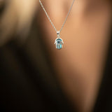 Sterling Silver Hamsa / Hand of Fatima Necklace