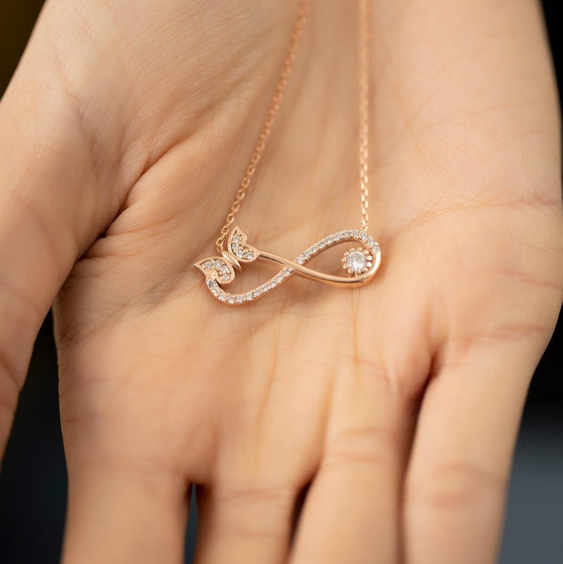 Sterling Silver Infinity and Butterfly Necklace