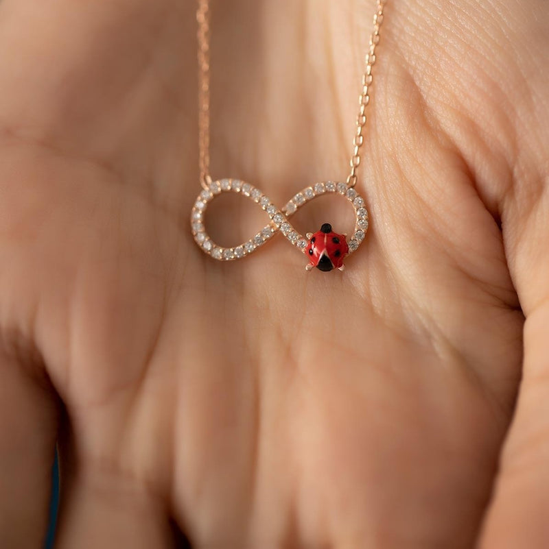 Sterling Silver Infinity and Ladybug Necklace