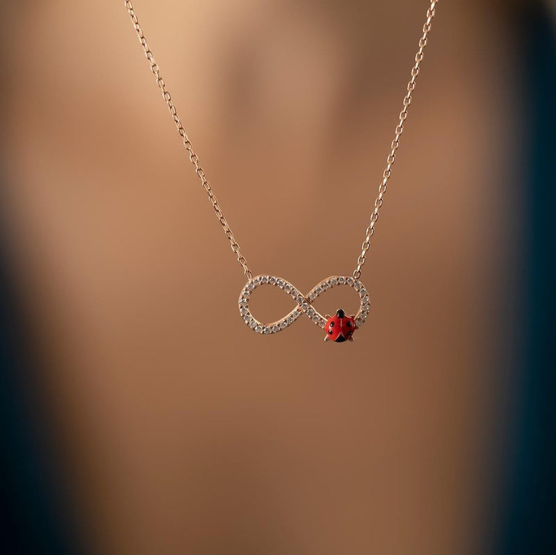 Sterling Silver Infinity and Ladybug Necklace