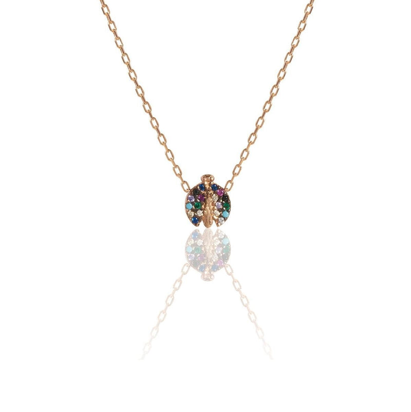 Sterling Silver Ladybug Multi-Stone Necklace