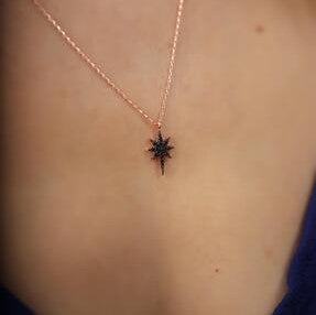 Sterling Silver North Star Zircon Italian Necklace