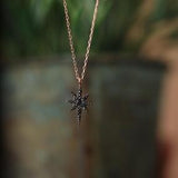 Sterling Silver North Star Zircon Italian Necklace