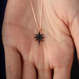 Sterling Silver North Star Zircon Italian Necklace