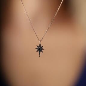 Sterling Silver North Star Zircon Italian Necklace