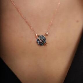 Sterling Silver Planet and Star Necklace